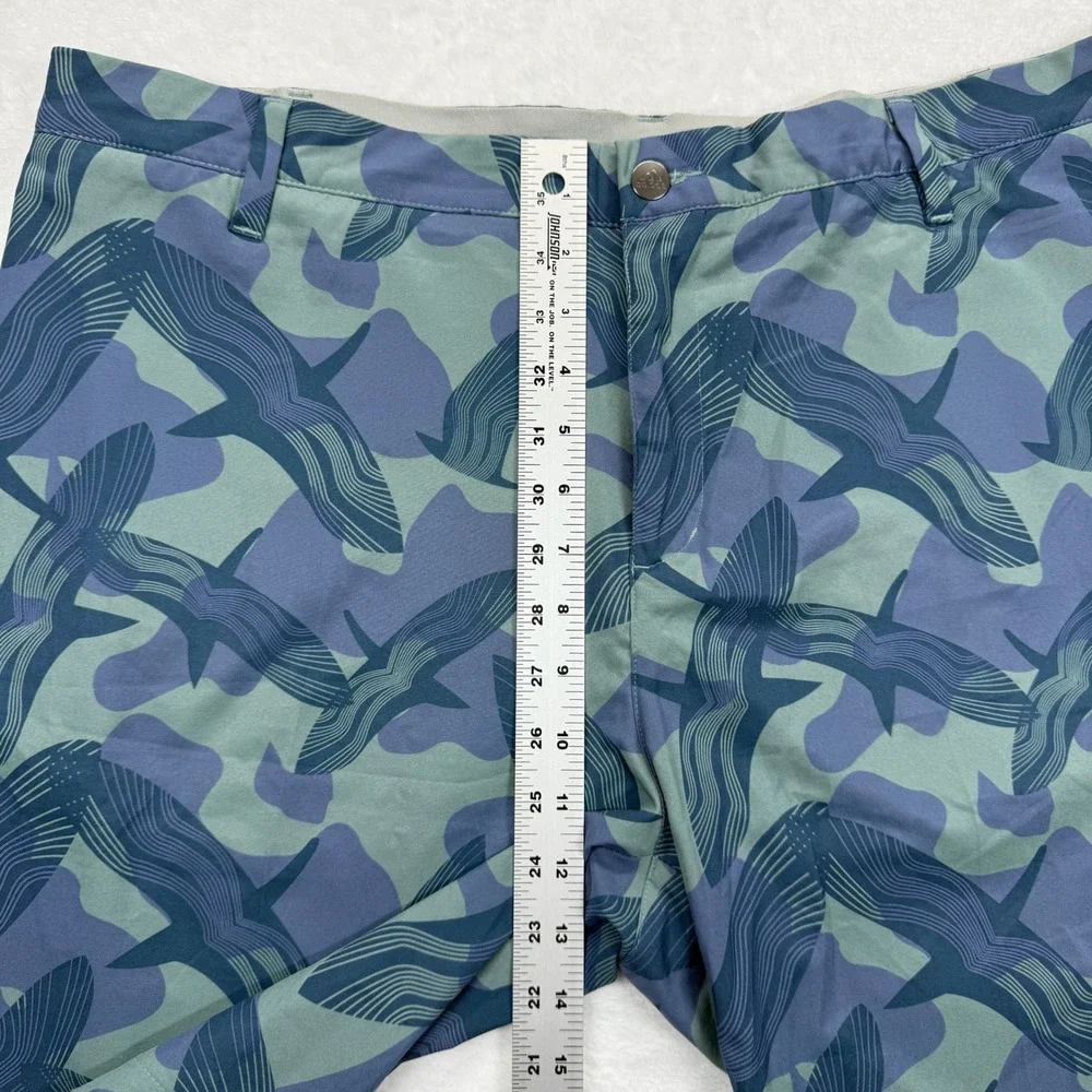 Adidas Golf Shorts Bird Print Casual Athletic Blue Green Mens Size 38‎